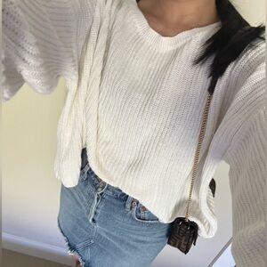 Only Women's White Crew Neck Oversized Sweater